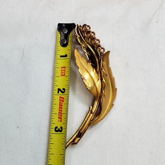 Grape Fruit Branch Vtg Gilded Brooch 3.25" Pin - Picture 2 of 3